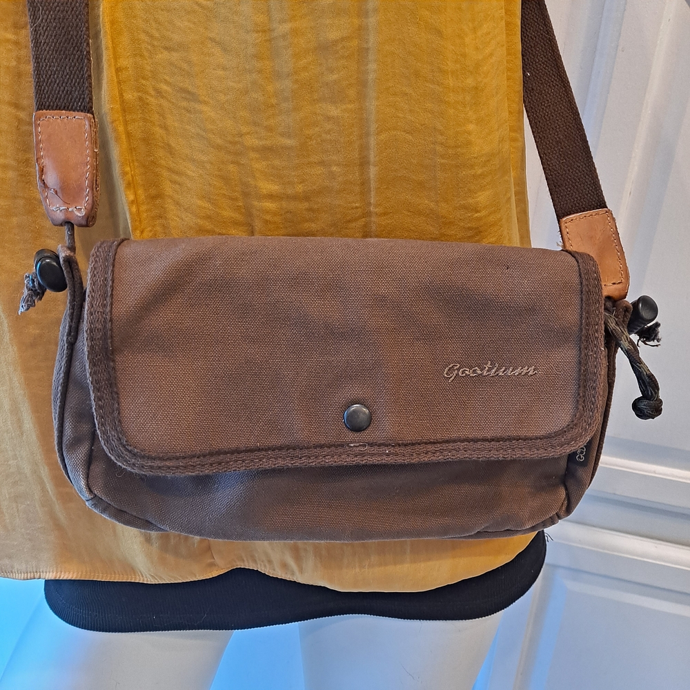 Gootium Dark Brown Cotton Canvas Crossbody Utilitarian Bag